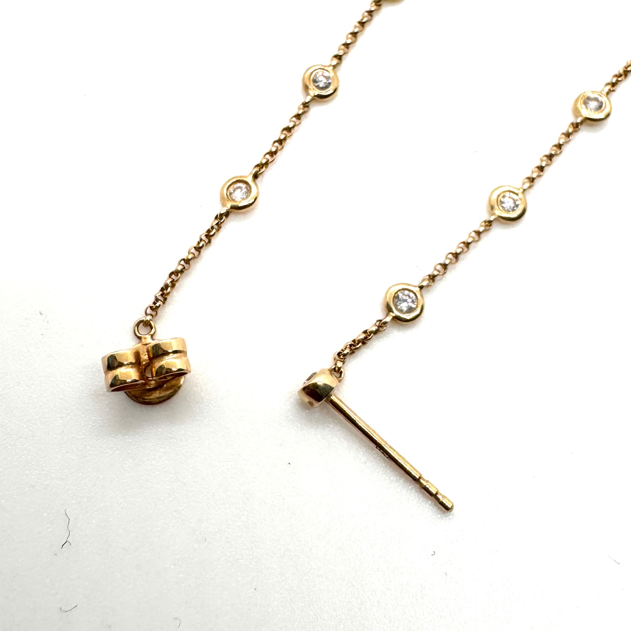 Bezel Diamond Chain Earrings