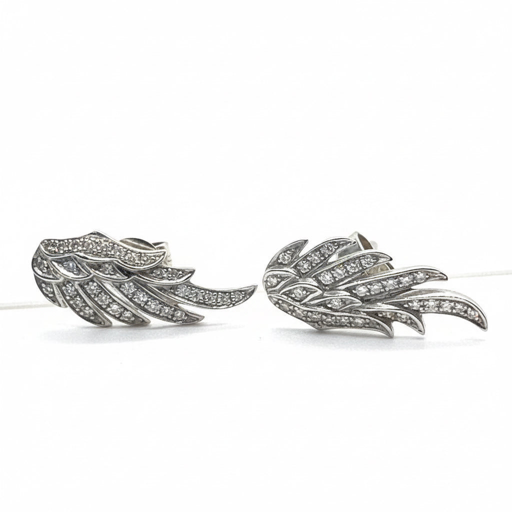 Angel Wings White Gold and Diamond Studs