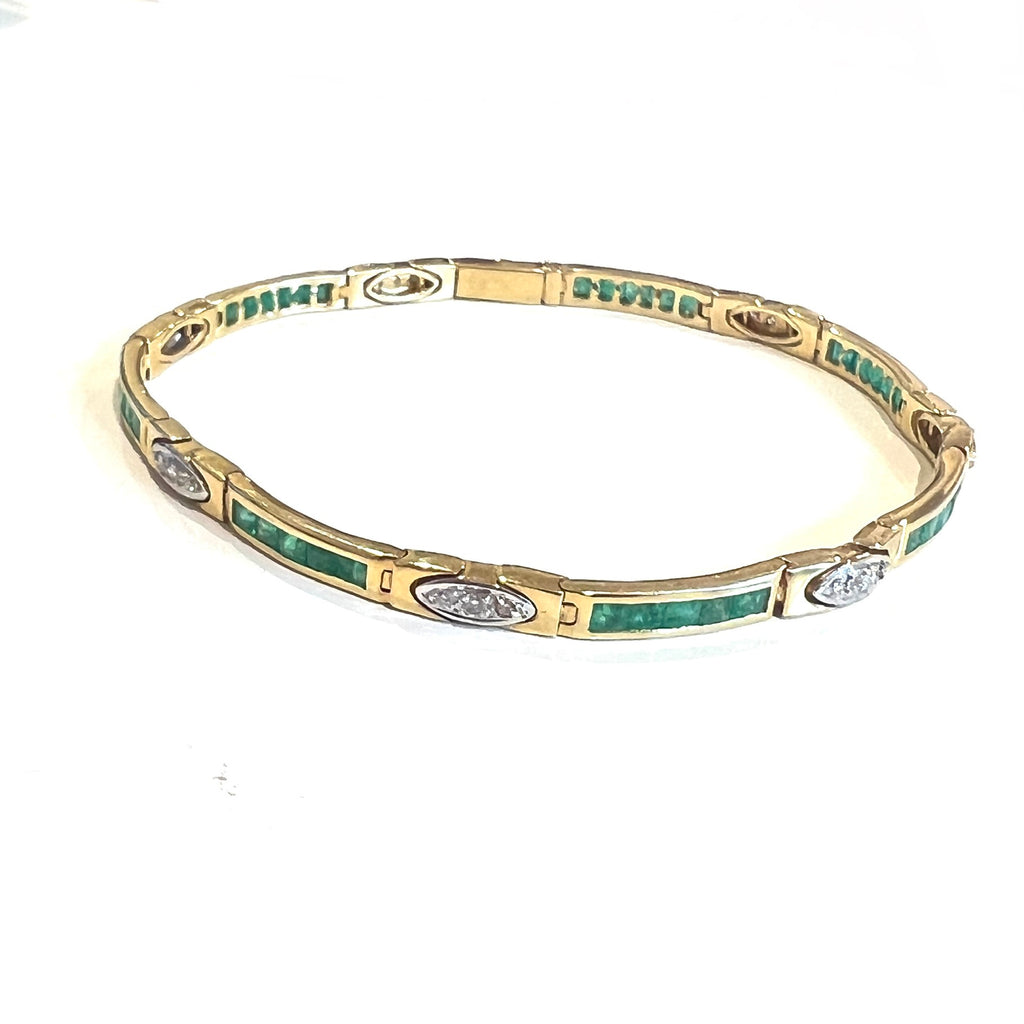 Vintage Emerald Diamond Bracelet 18 karat!