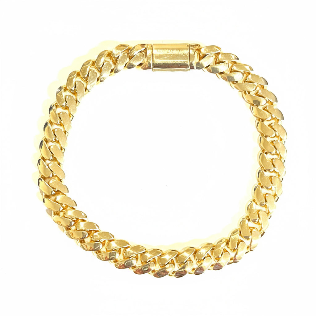 Flat Curb Solid Gold Bracelet