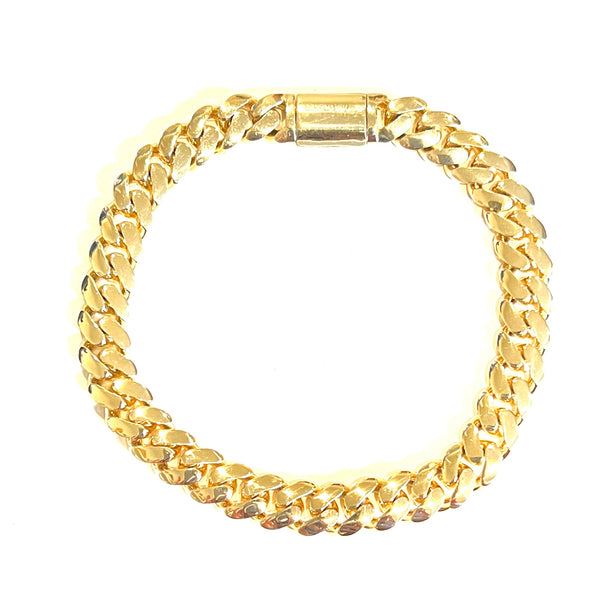 Flat Cuban Solid Gold Bracelet