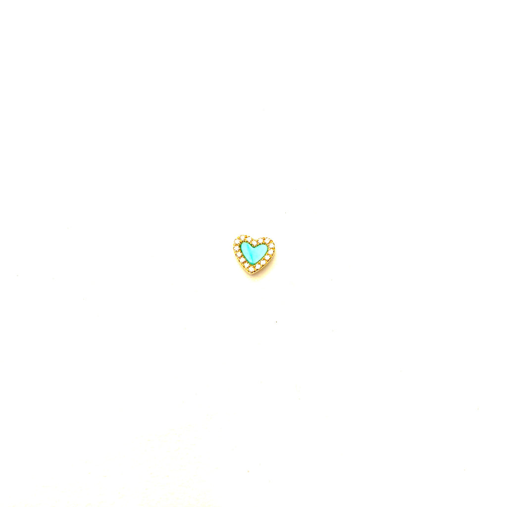 Mini turquoise heart earring - SINGLE