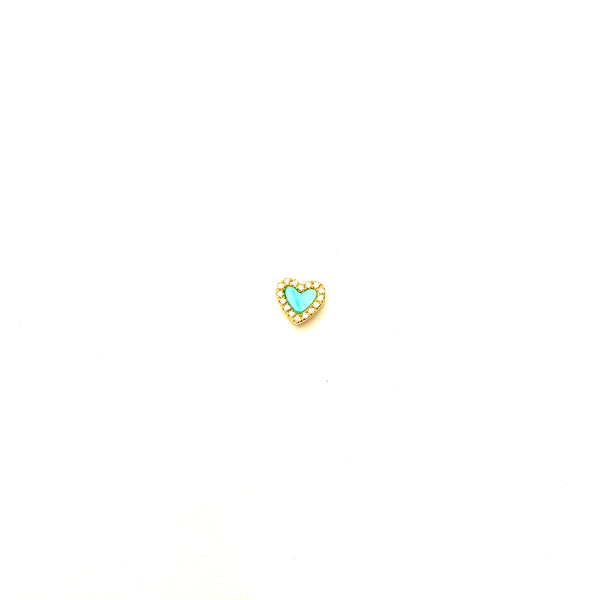 Mini turquoise heart earring - SINGLE
