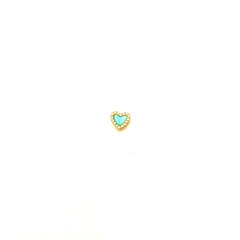 Mini turquoise heart earring - SINGLE