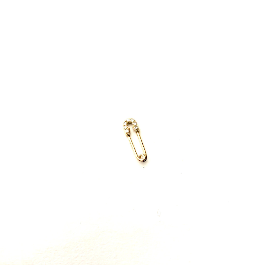 Diamond Safety Pin Stud Earring - SINGLE