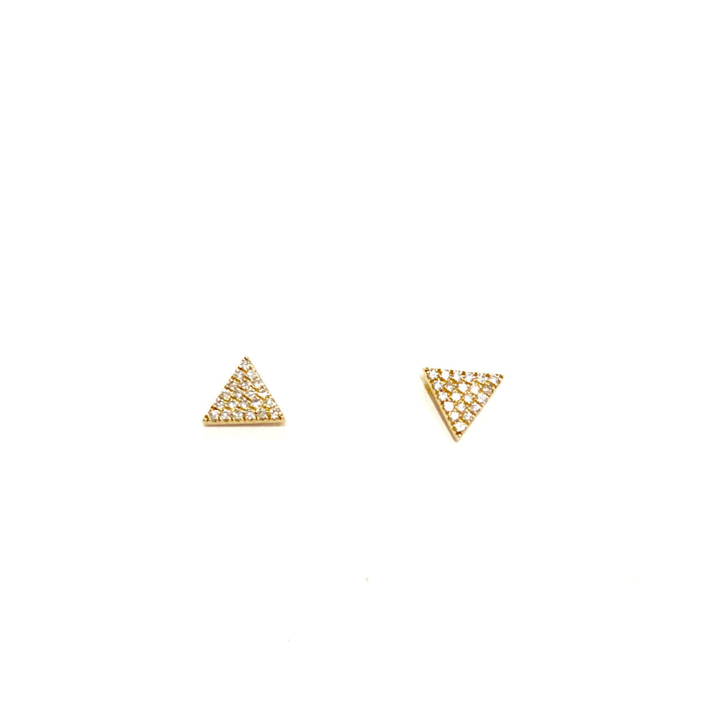 Diamond Triangle Stud Earrings - PAIR