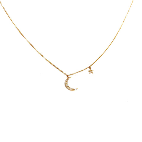 MOON AND STAR DIAMOND NECKLACE