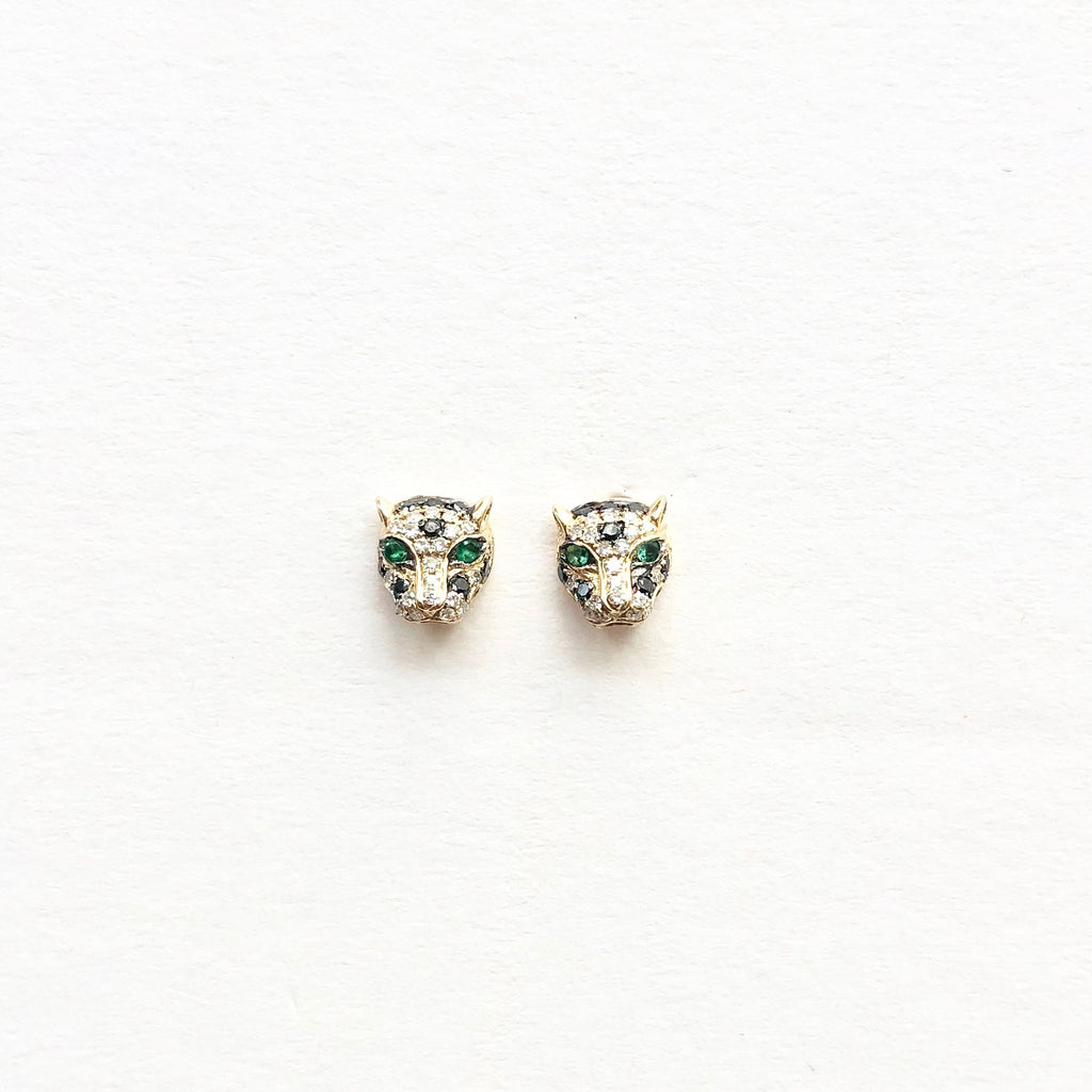 Diamond and Emerald Panther Earrings