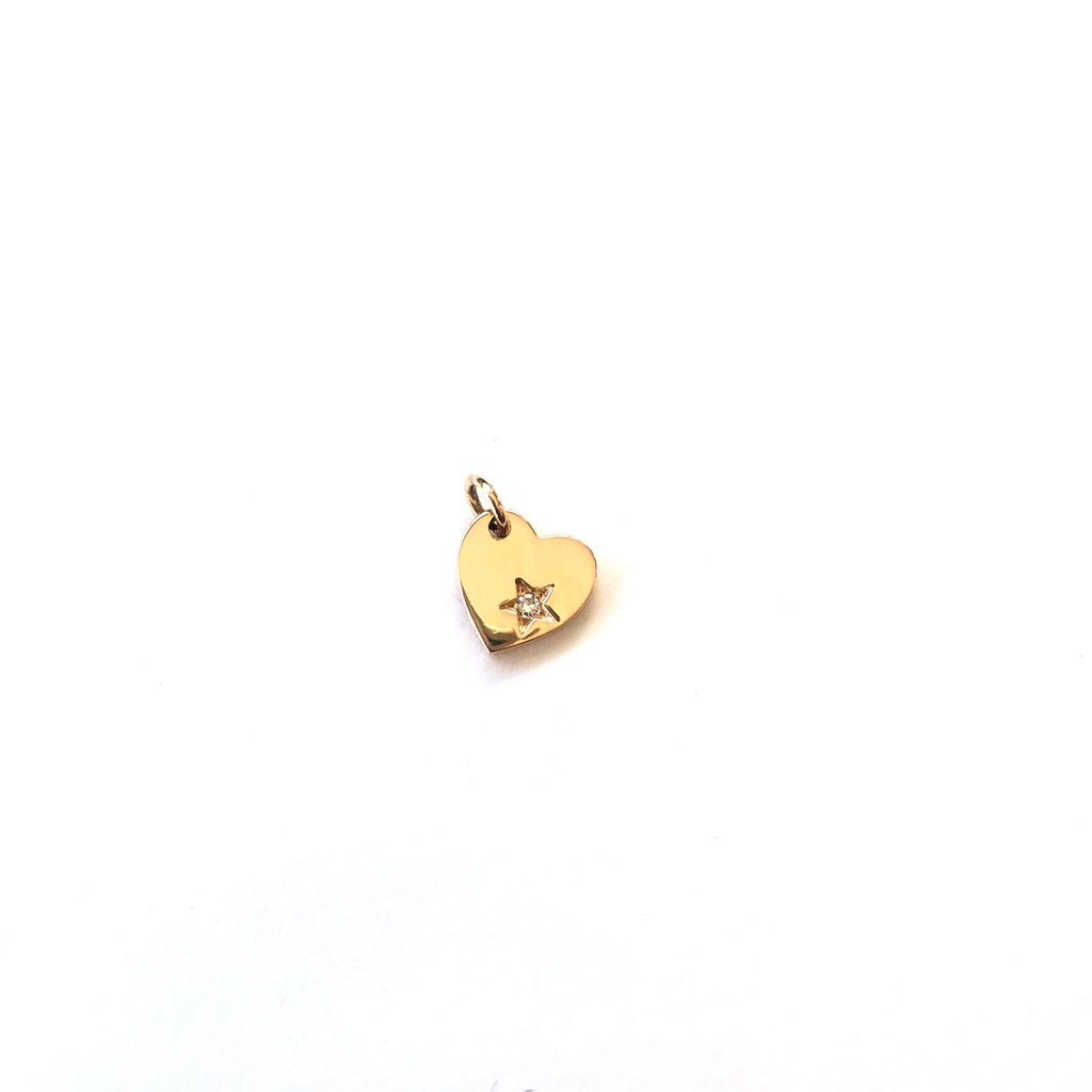 Small Gold Heart Starburst Charm