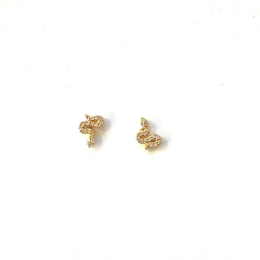 Mini Diamond Snake Earrings - PAIR