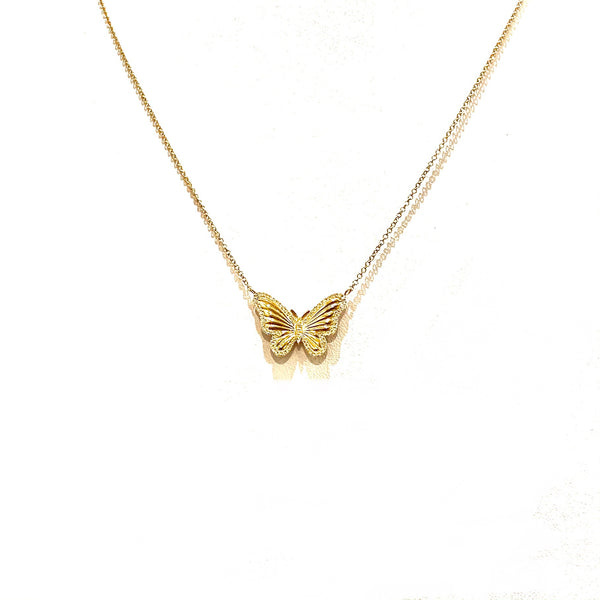 Gold and Diamond Butterfly Necklace