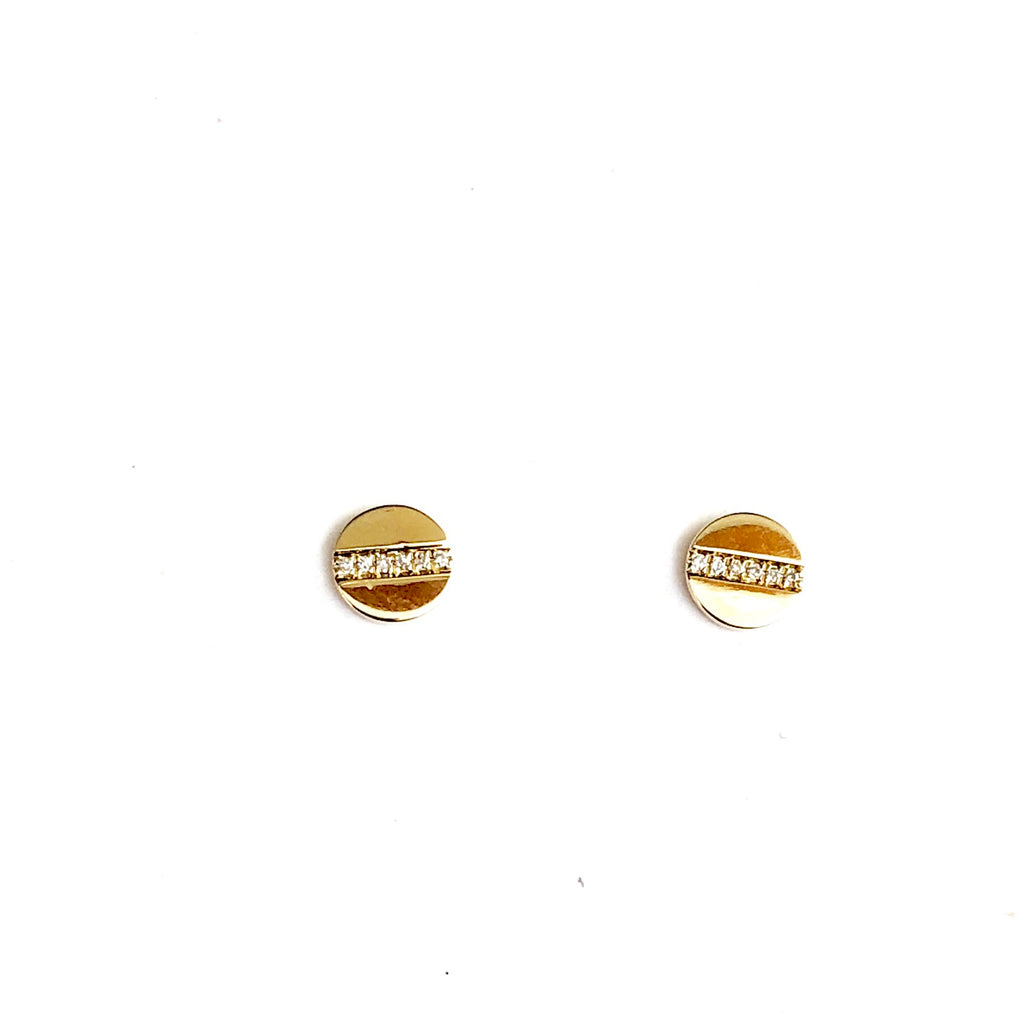 Gold & Diamond Nailhead Earrings - PAIR