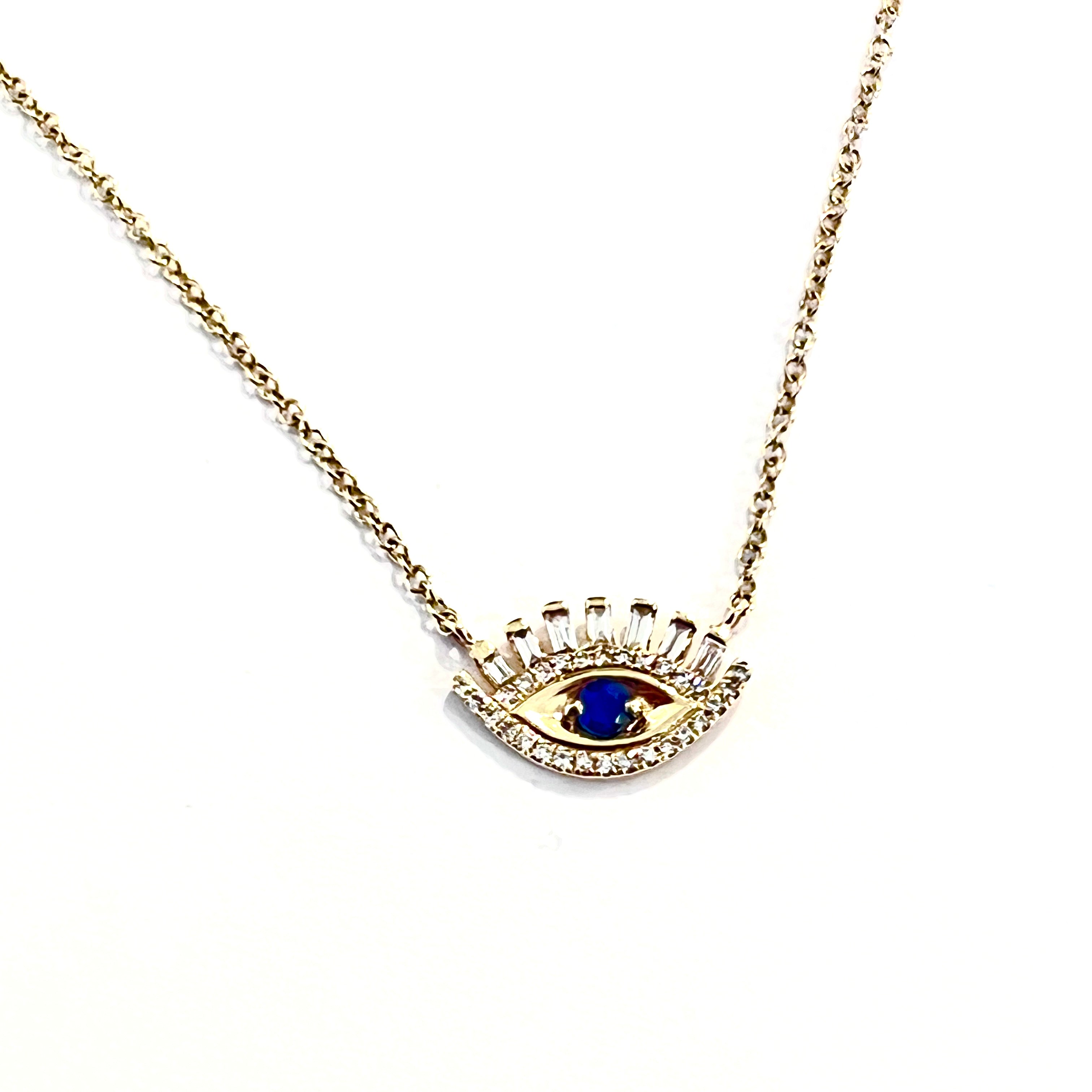 Evil Eye Baguette Necklace