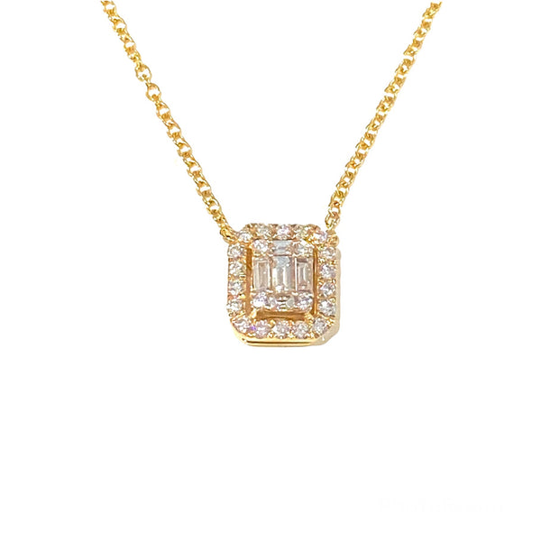 baguette and pave diamond necklace