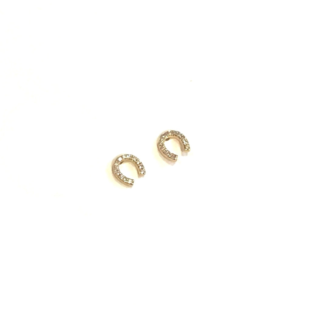 Mini Horseshoe Diamond Earrings - PAIR