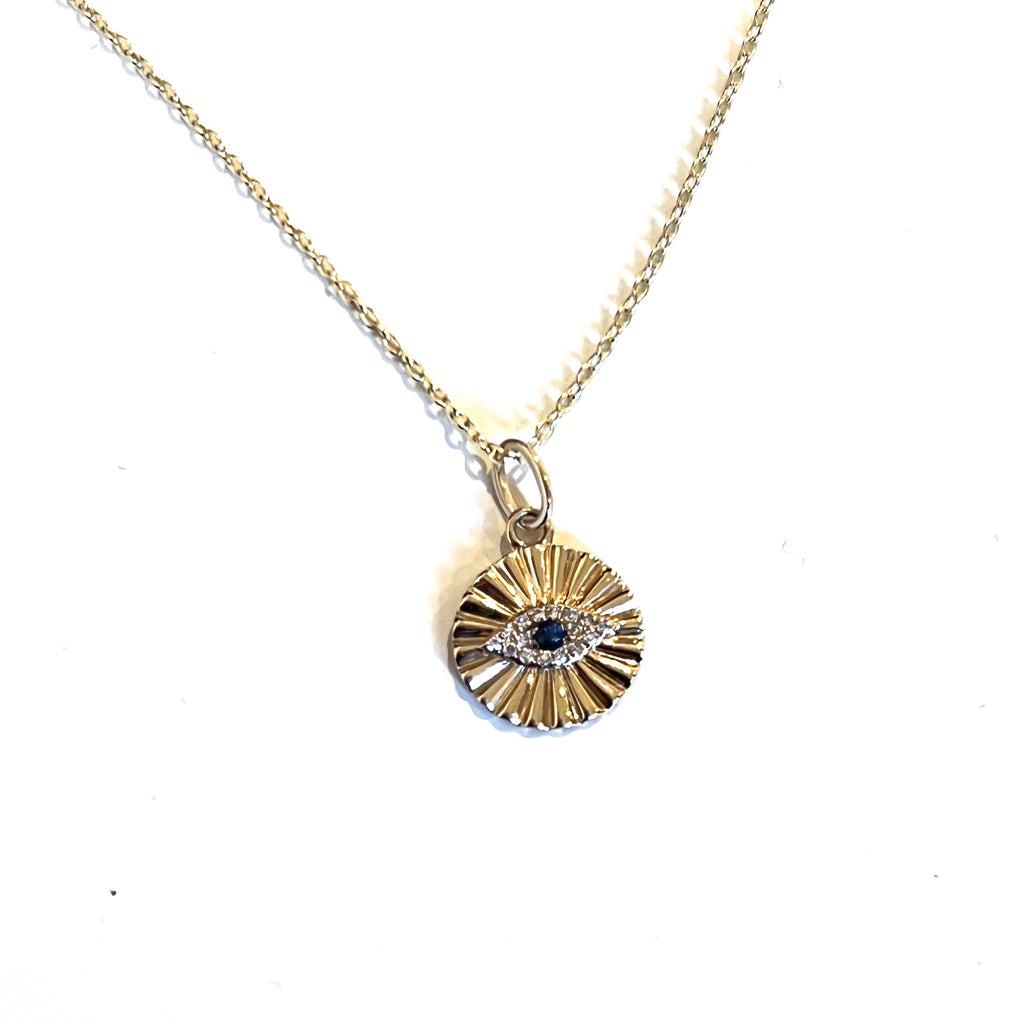 Mini ribbed evil eye necklace