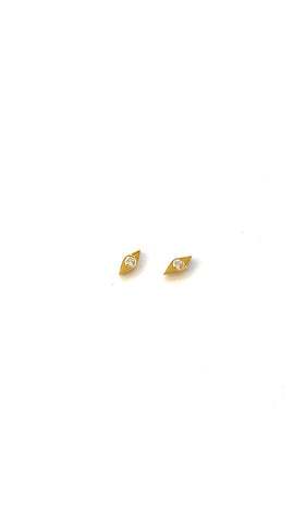 Center Diamond and Gold Evil Eye Earrings - PAIR
