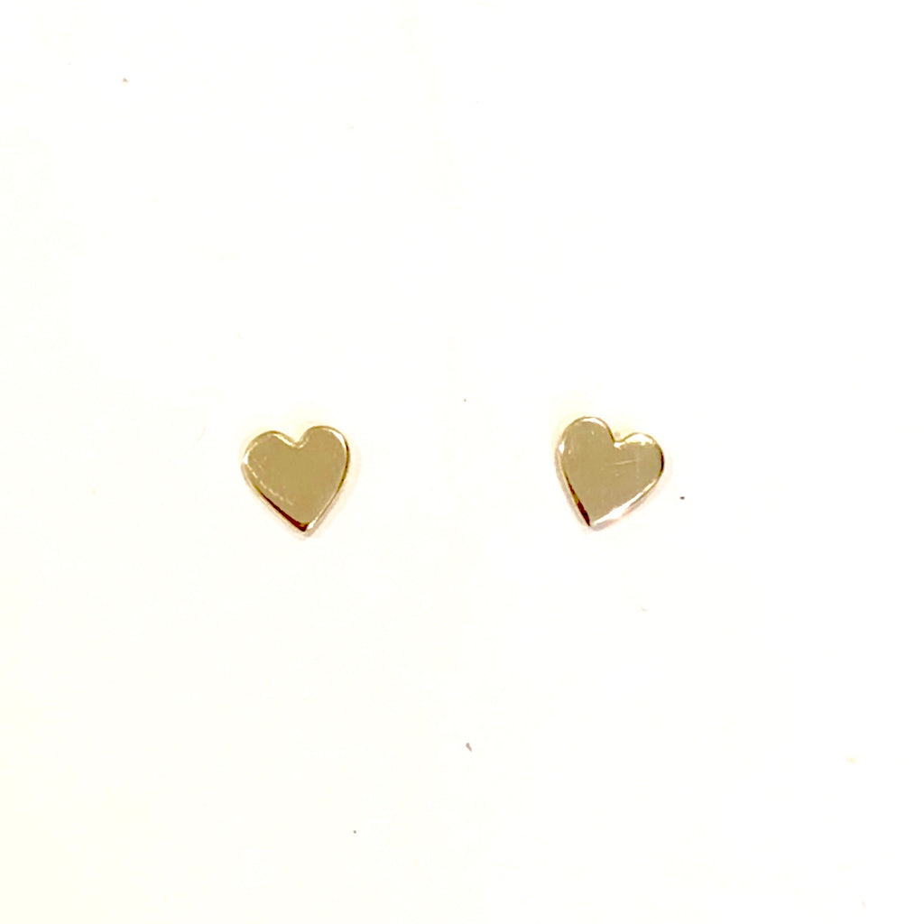 Gold Heart Stud Earrings - PAIR