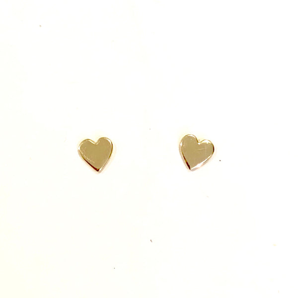 Gold Heart Stud Earrings - PAIR