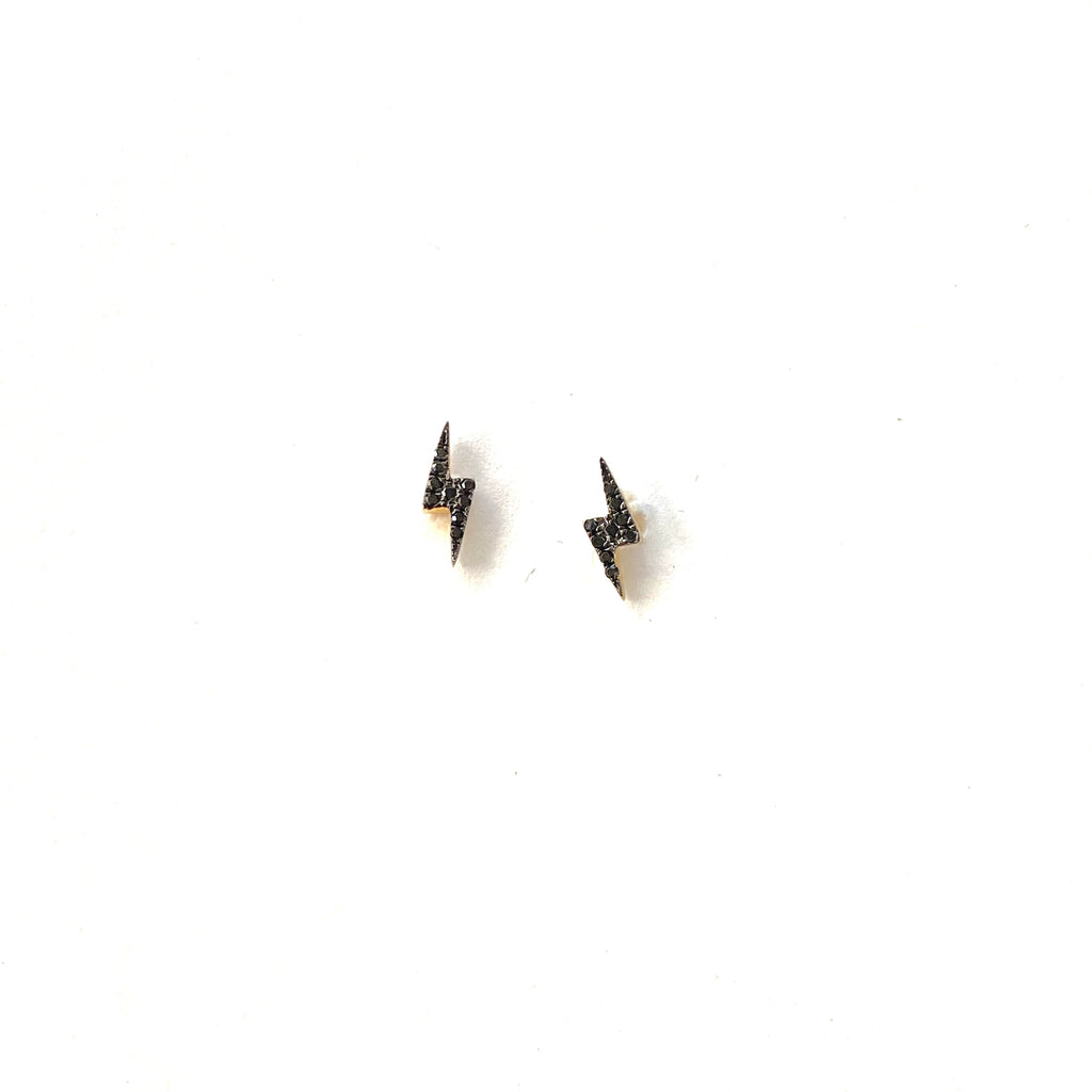 Mini black diamond bolt earrings - PAIR