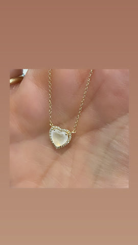 Moonstone and Diamond Heart Necklace