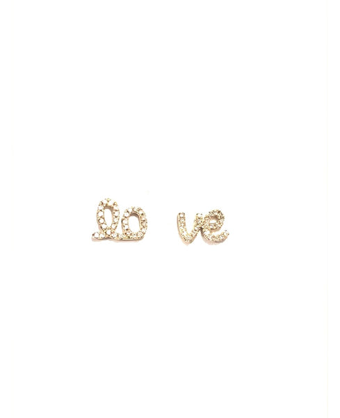 LO VE Cursive Stud Earrings - PAIR