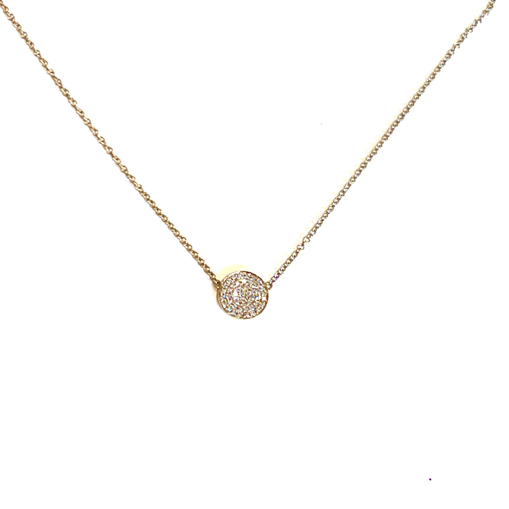 Pave diamond disc necklace