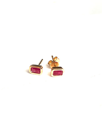 Ruby baguette earrings
