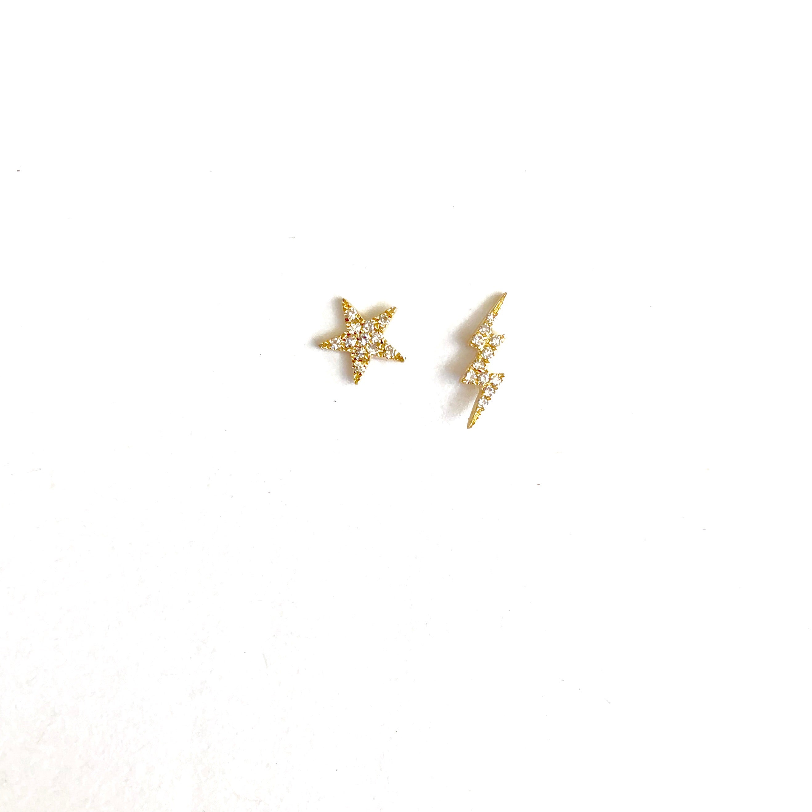 Bolt & Star Diamond Earrings - PAIR