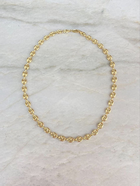 Puffed Mariner gold chain necklace