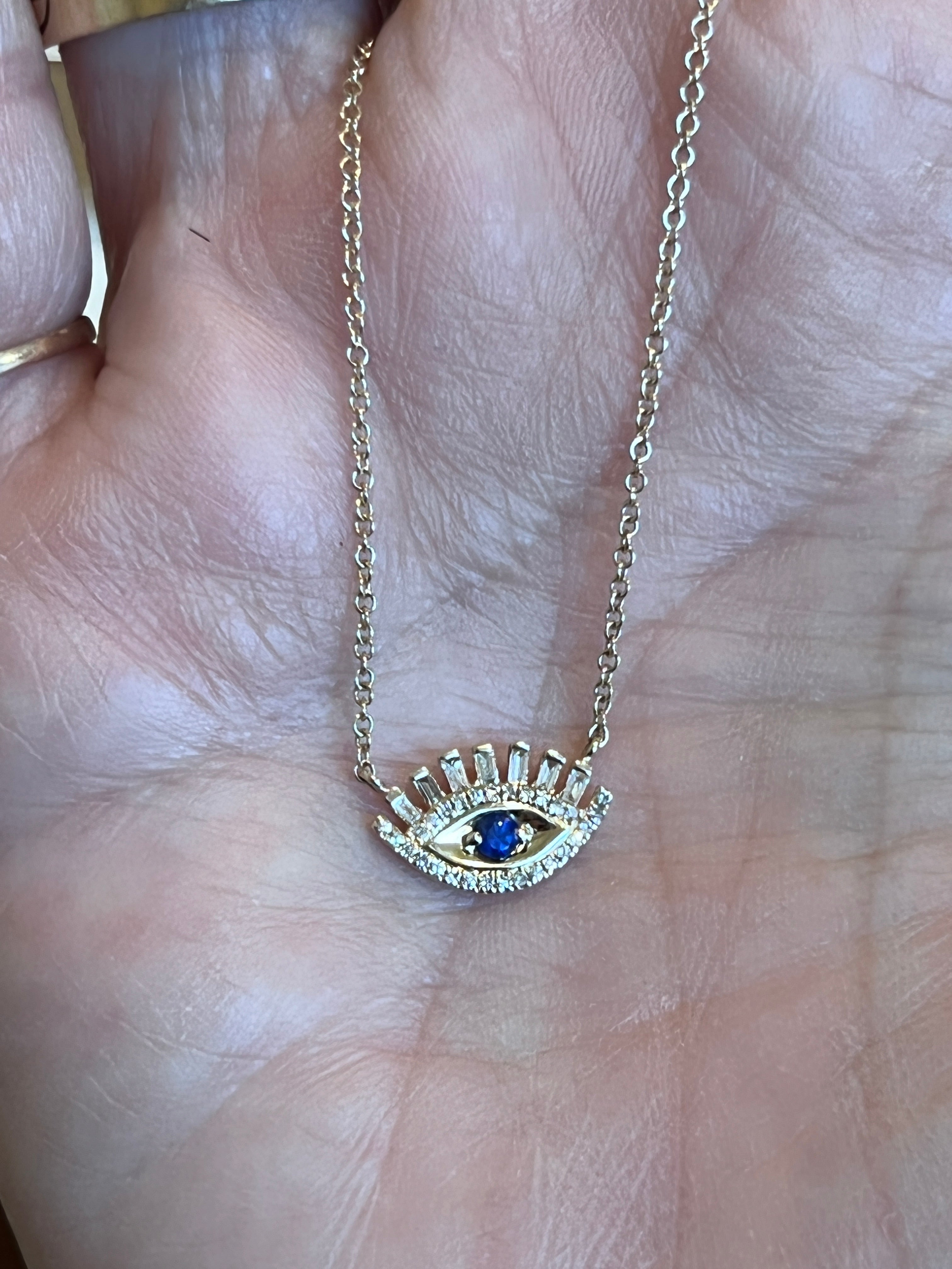 Evil Eye Baguette Necklace