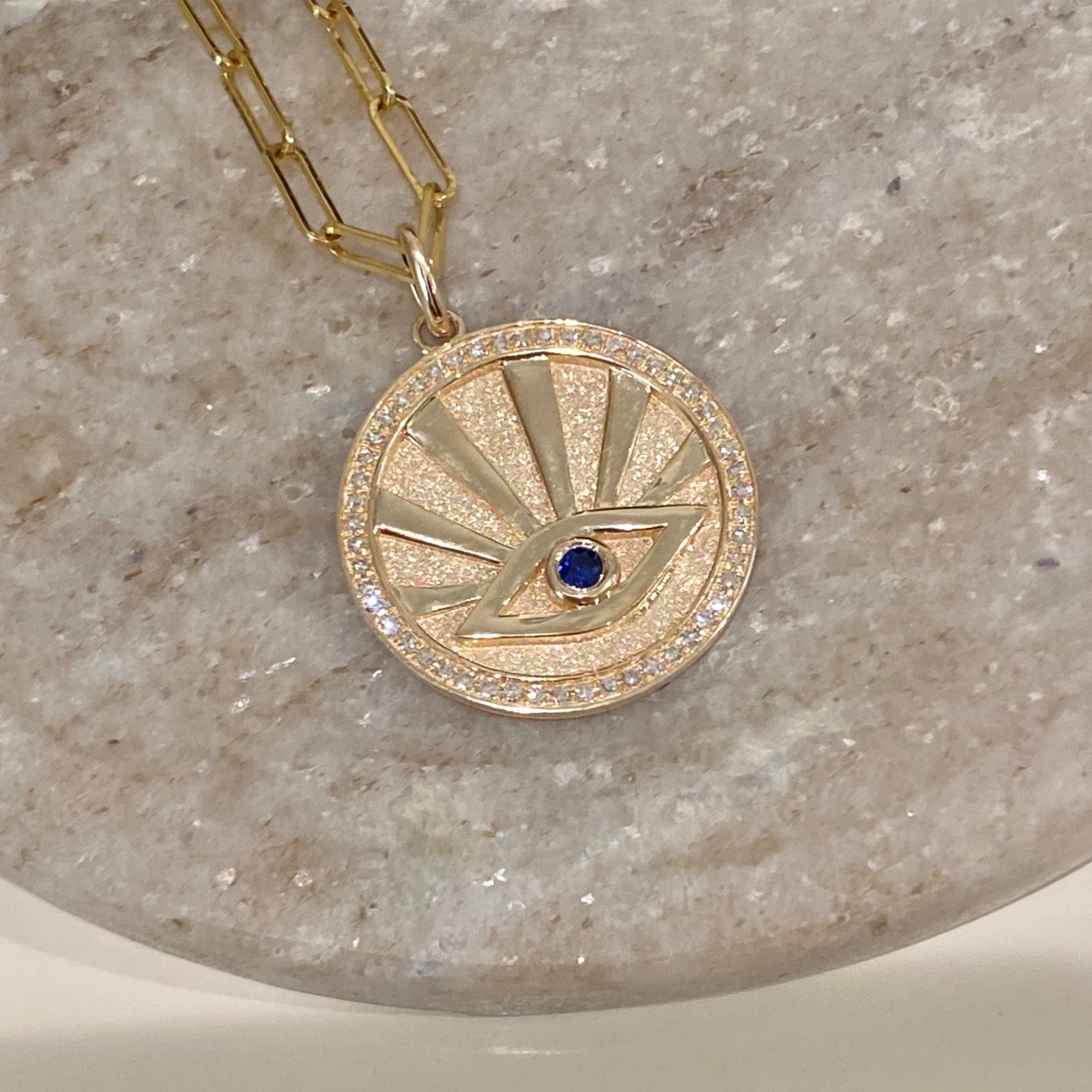 Evil Eye Sapphire Disc Charm